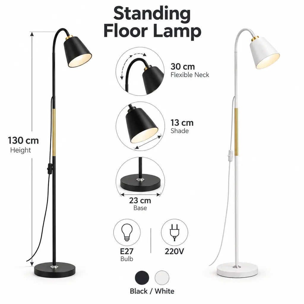 Standing Floor Lamp with Adjustable Lamp Head