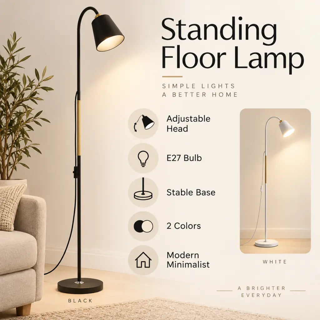 Standing Floor Lamp with Adjustable Lamp Head