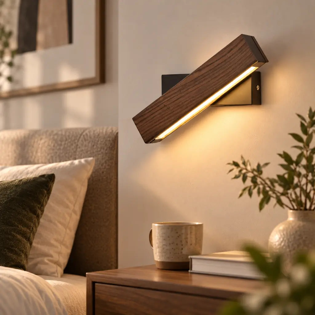 Swiveling Wooden Wall Sconce