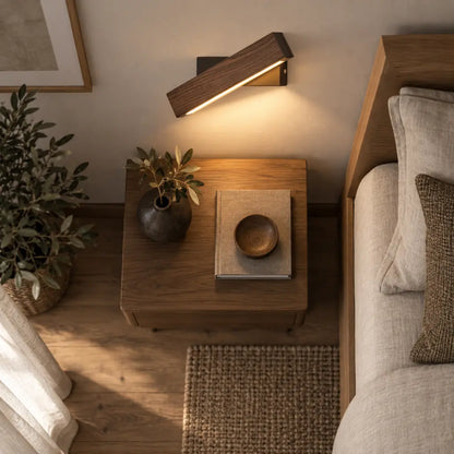 Swiveling Wooden Wall Sconce