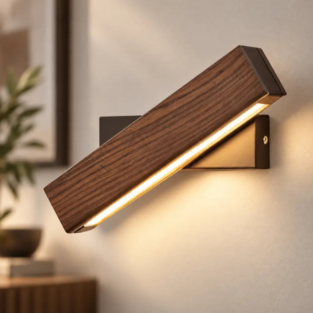 Swiveling Wooden Wall Sconce