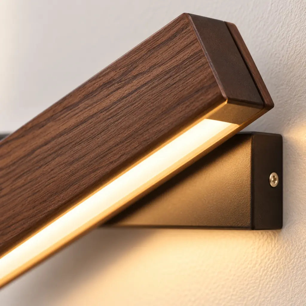 Swiveling Wooden Wall Sconce