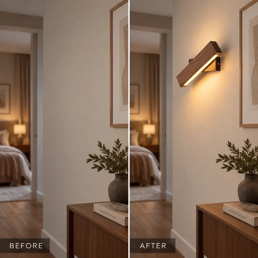 Swiveling Wooden Wall Sconce