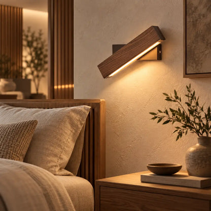 Swiveling Wooden Wall Sconce