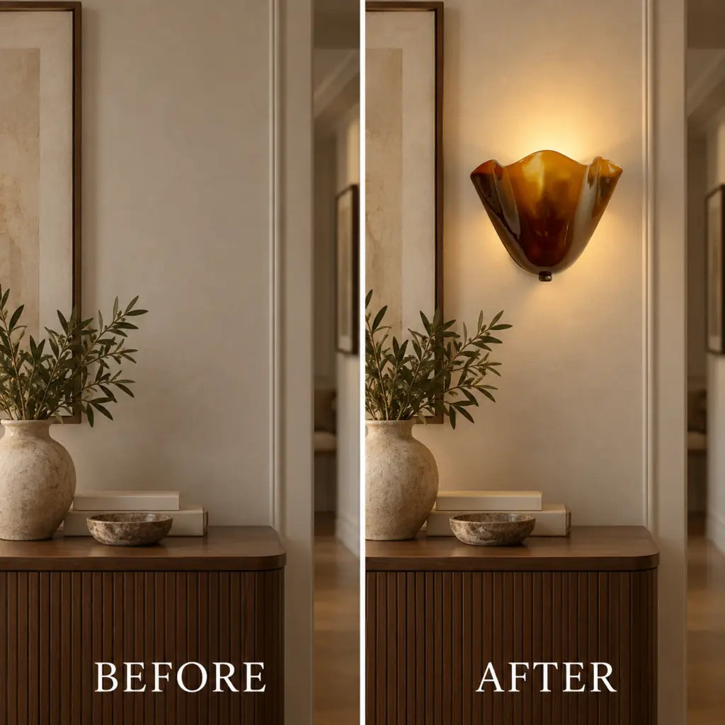 Vintage Shell Glossy Glass Wall Light