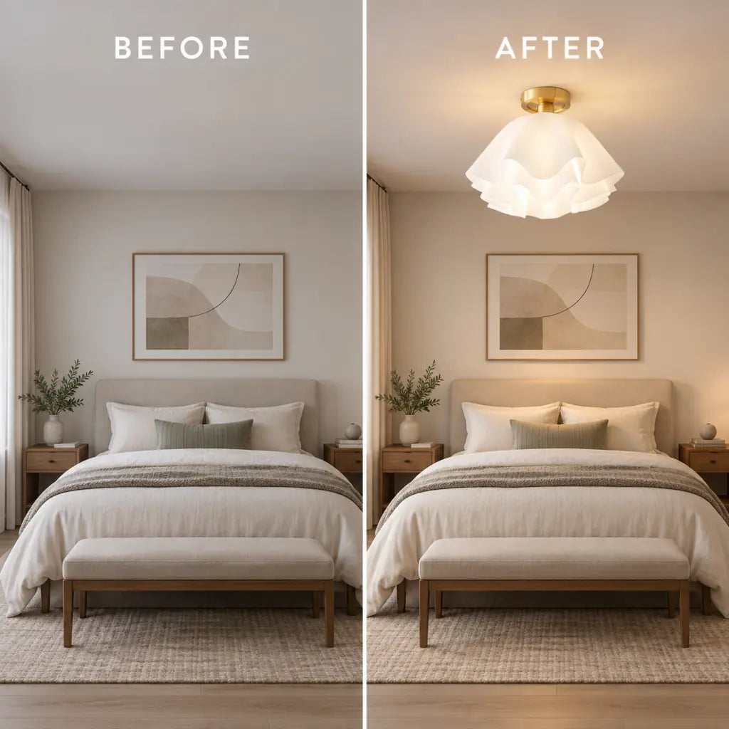 Wavy Flower Semi Flush Mounted Ceiling Light