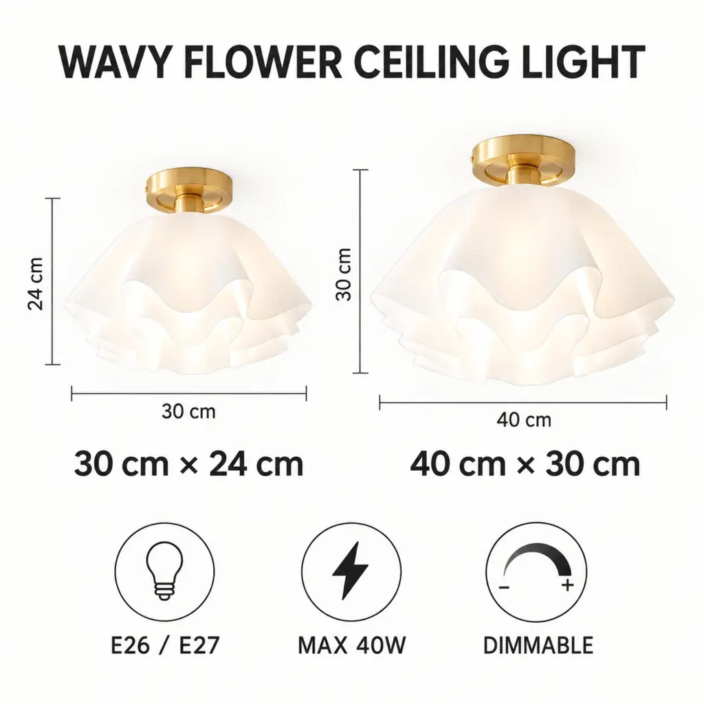 Wavy Flower Semi Flush Mounted Ceiling Light