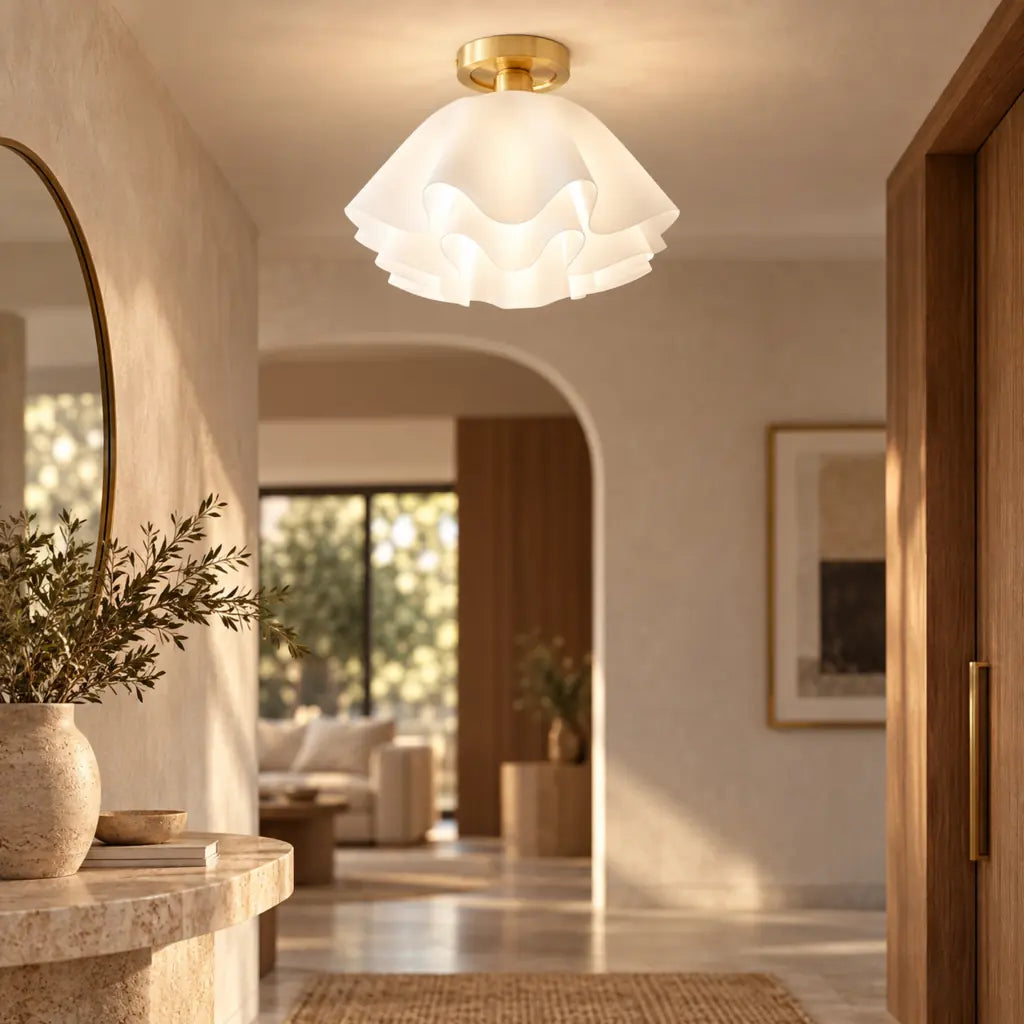 Wavy Flower Semi Flush Mounted Ceiling Light