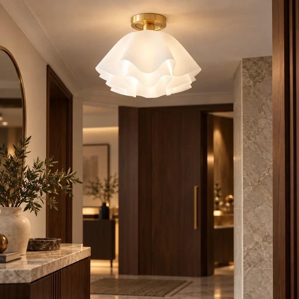 Wavy Flower Semi Flush Mounted Ceiling Light