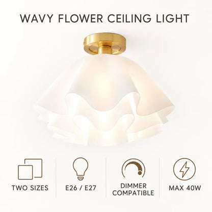 Wavy Flower Semi Flush Mounted Ceiling Light