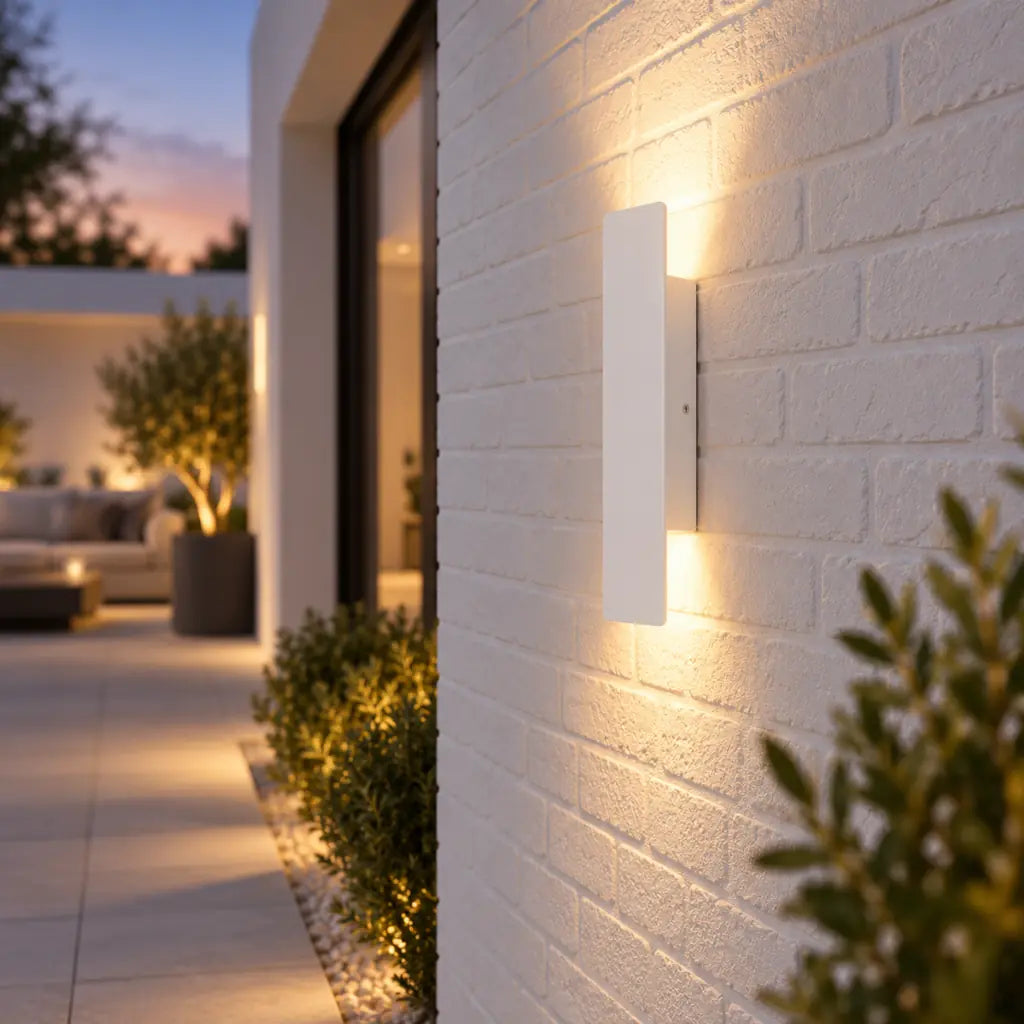 White Up Down LED Outdoor Wall Light with Weatherproof Protection