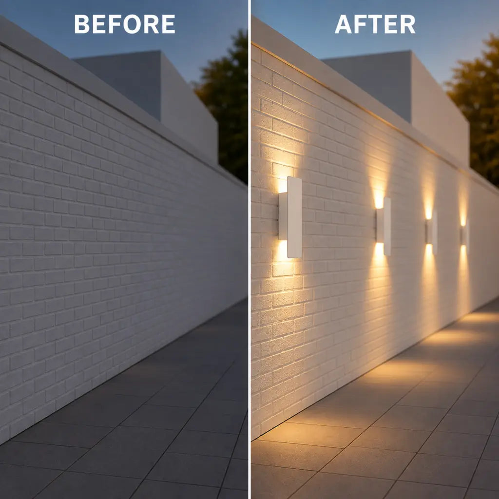 White Up Down LED Outdoor Wall Light with Weatherproof Protection
