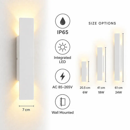 White Up Down LED Outdoor Wall Light with Weatherproof Protection