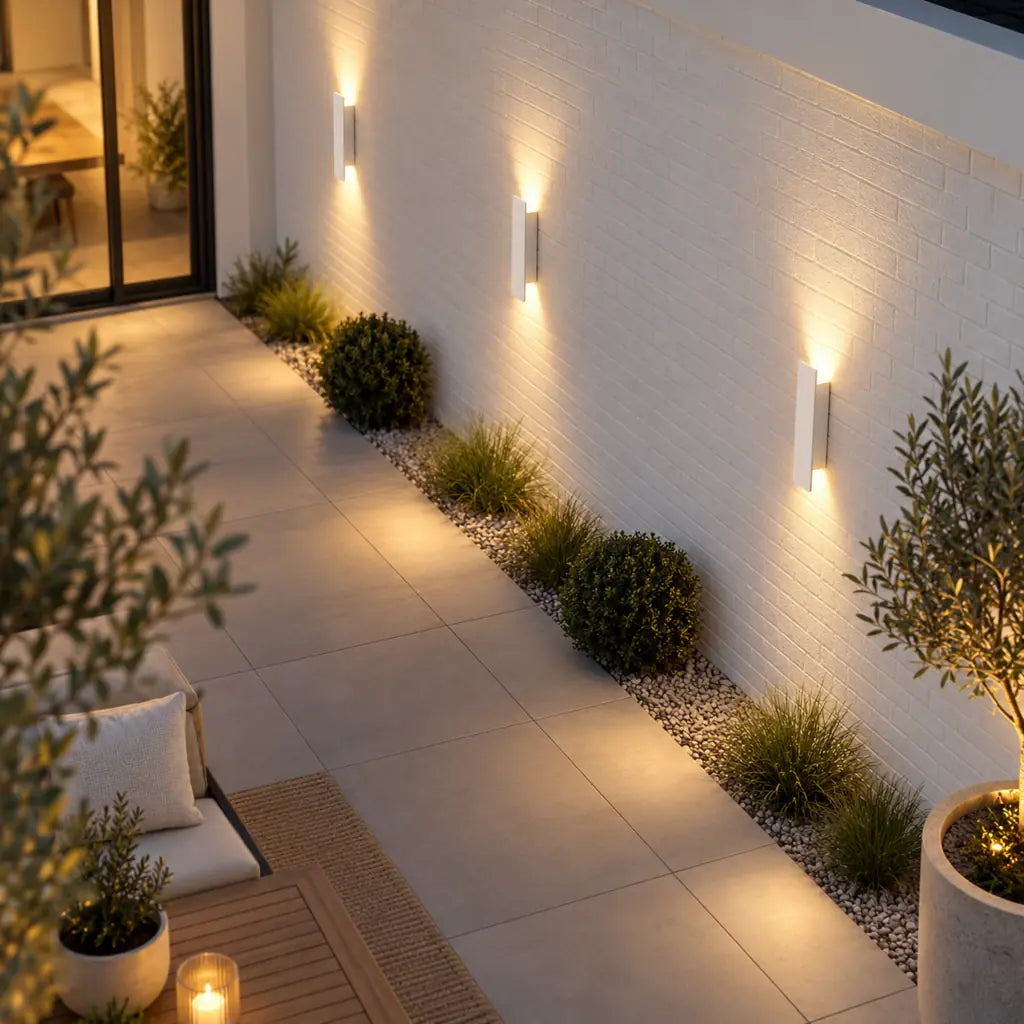 White Up Down LED Outdoor Wall Light with Weatherproof Protection