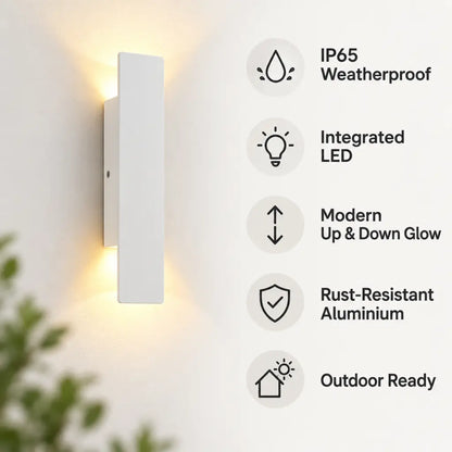 White Up Down LED Outdoor Wall Light with Weatherproof Protection
