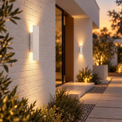 White Up Down LED Outdoor Wall Light with Weatherproof Protection