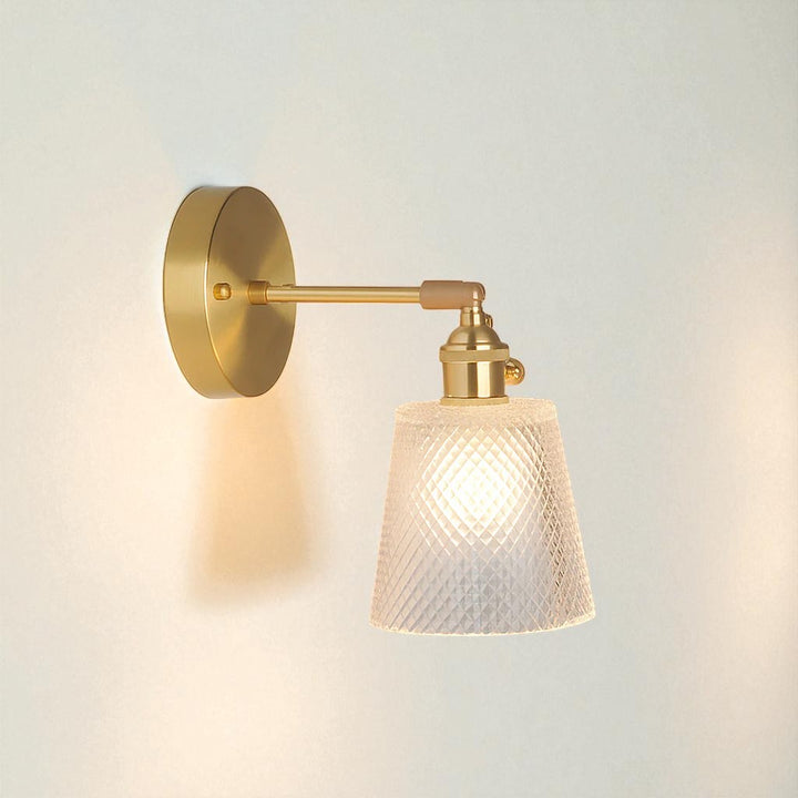 Adjustable Golden & Glass Wall Sconce with Vintage Retro Design