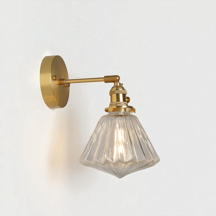 Adjustable Golden & Glass Wall Sconce with Vintage Retro Design