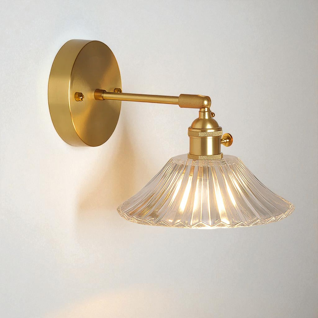Adjustable Golden & Glass Wall Sconce with Vintage Retro Design