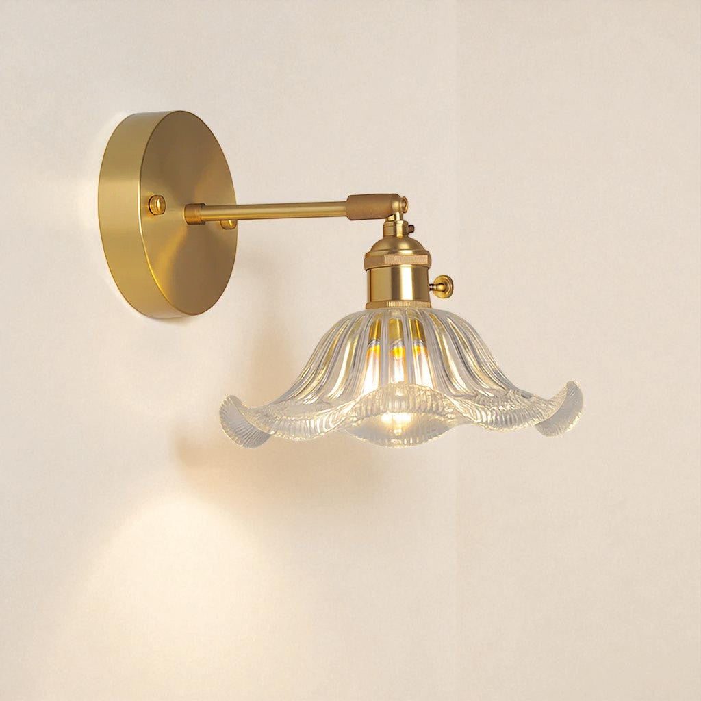 Adjustable Golden & Glass Wall Sconce with Vintage Retro Design