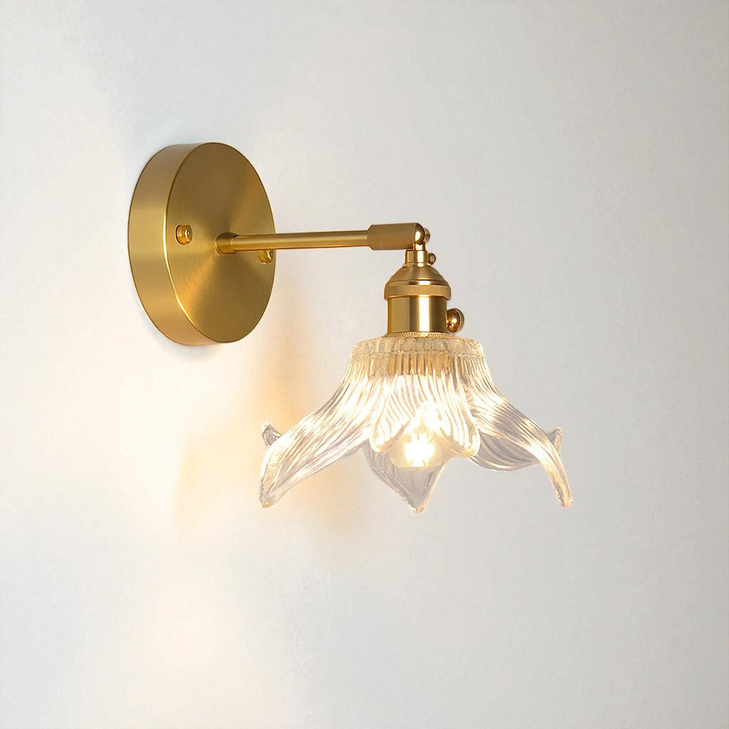 Adjustable Golden & Glass Wall Sconce with Vintage Retro Design
