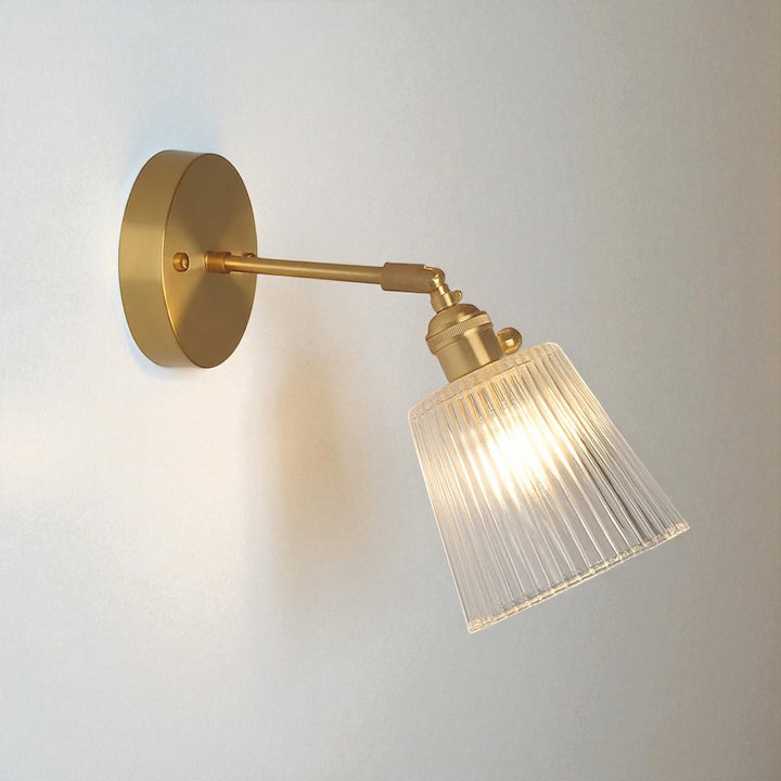 Adjustable Golden & Glass Wall Sconce with Vintage Retro Design