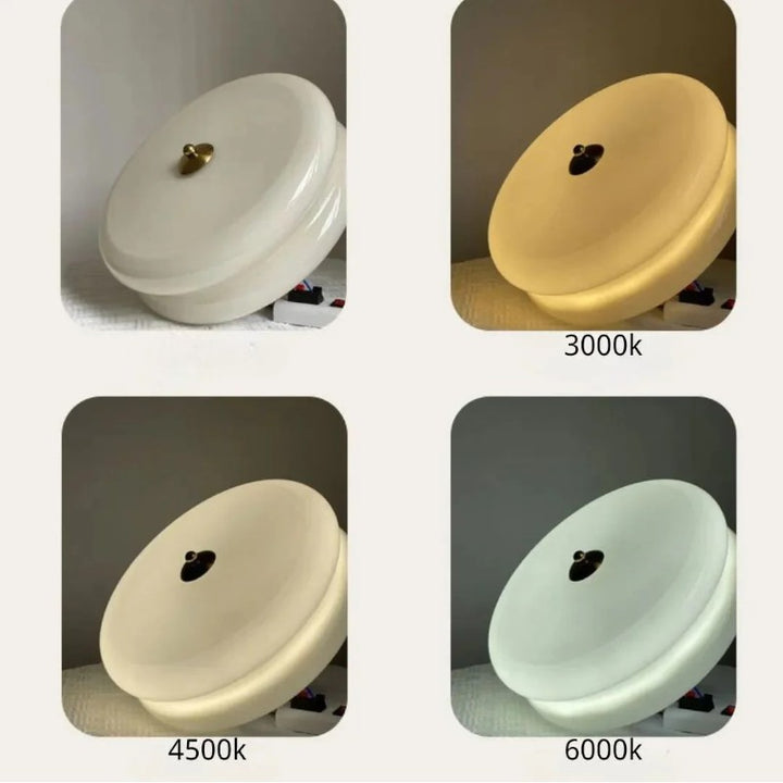 CakeLamp Art Deco Cream Glass Flush Ceiling Light