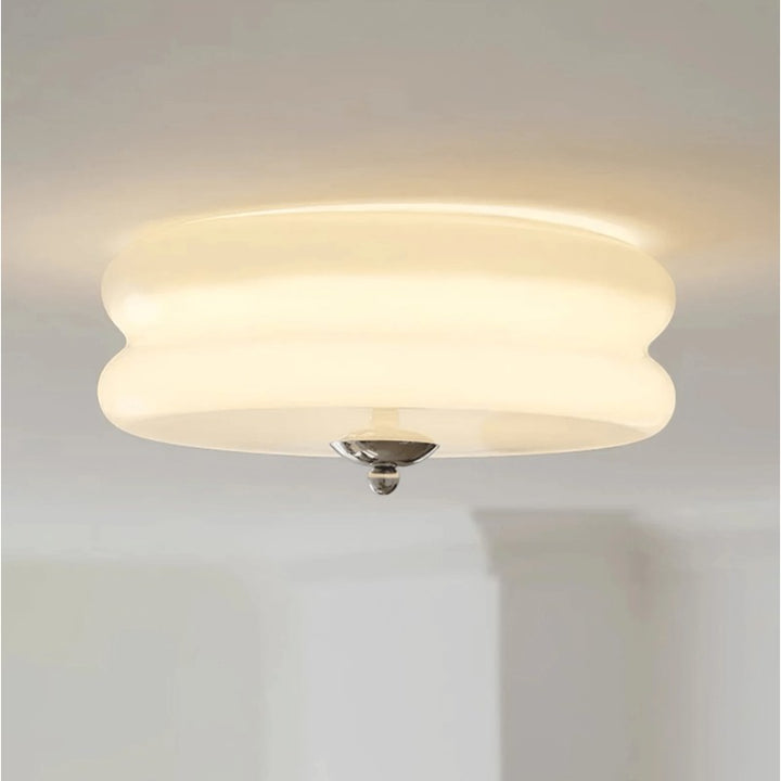 CakeLamp Art Deco Cream Glass Flush Ceiling Light