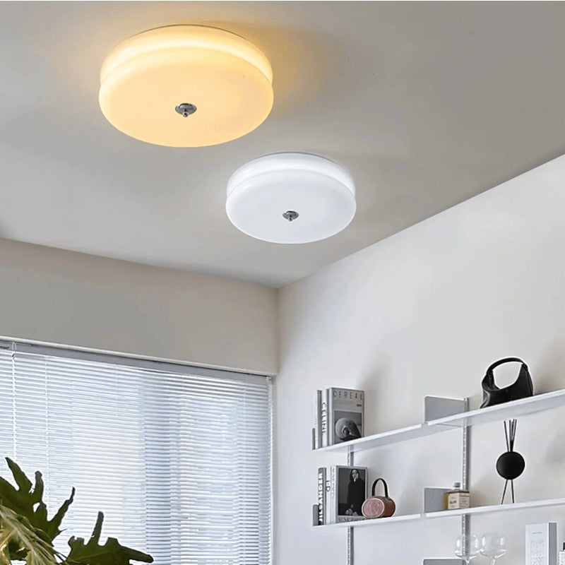 CakeLamp Art Deco Cream Glass Flush Ceiling Light