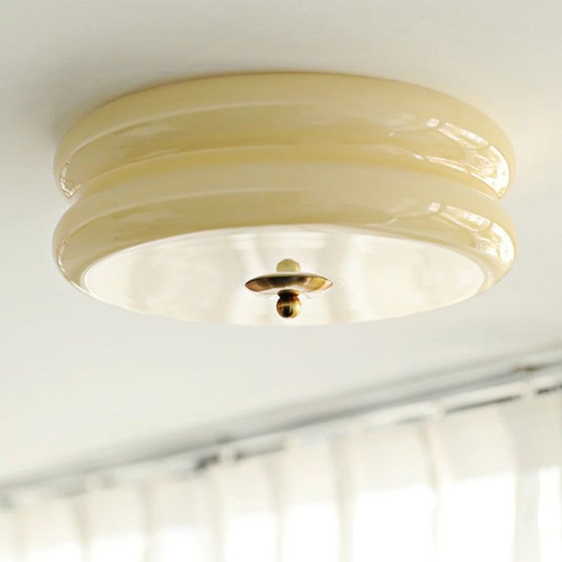 CakeLamp Art Deco Cream Glass Flush Ceiling Light