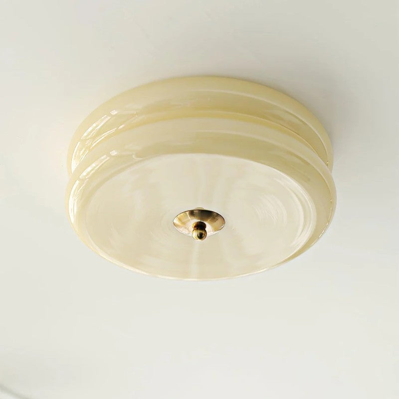 CakeLamp Art Deco Cream Glass Flush Ceiling Light
