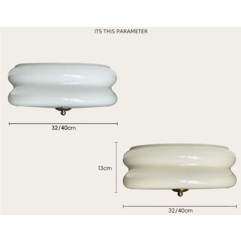 CakeLamp Art Deco Cream Glass Flush Ceiling Light