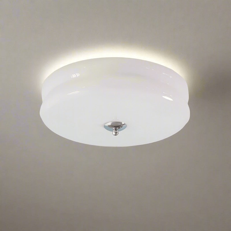 CakeLamp Art Deco Cream Glass Flush Ceiling Light