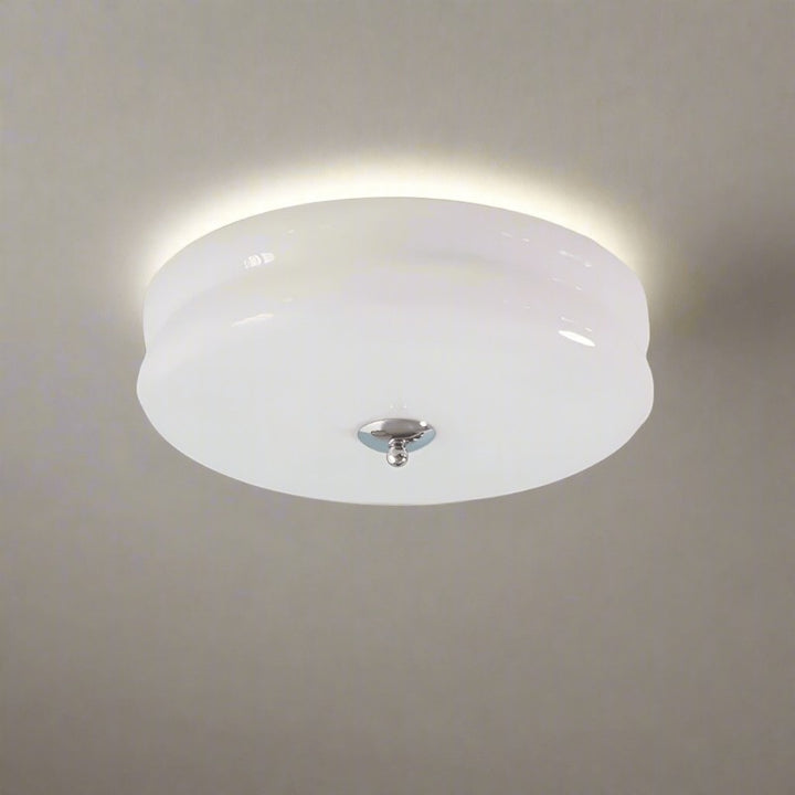 CakeLamp Art Deco Cream Glass Flush Ceiling Light