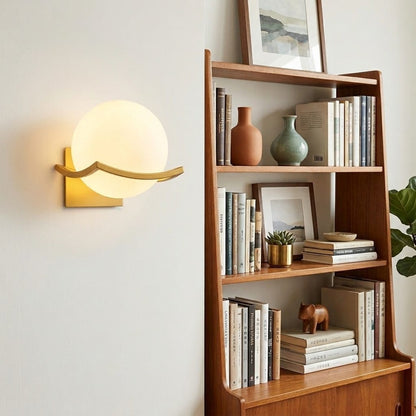 Aurelle Glass Sphere Wall Sconce Light with Gold Finish Boldenn