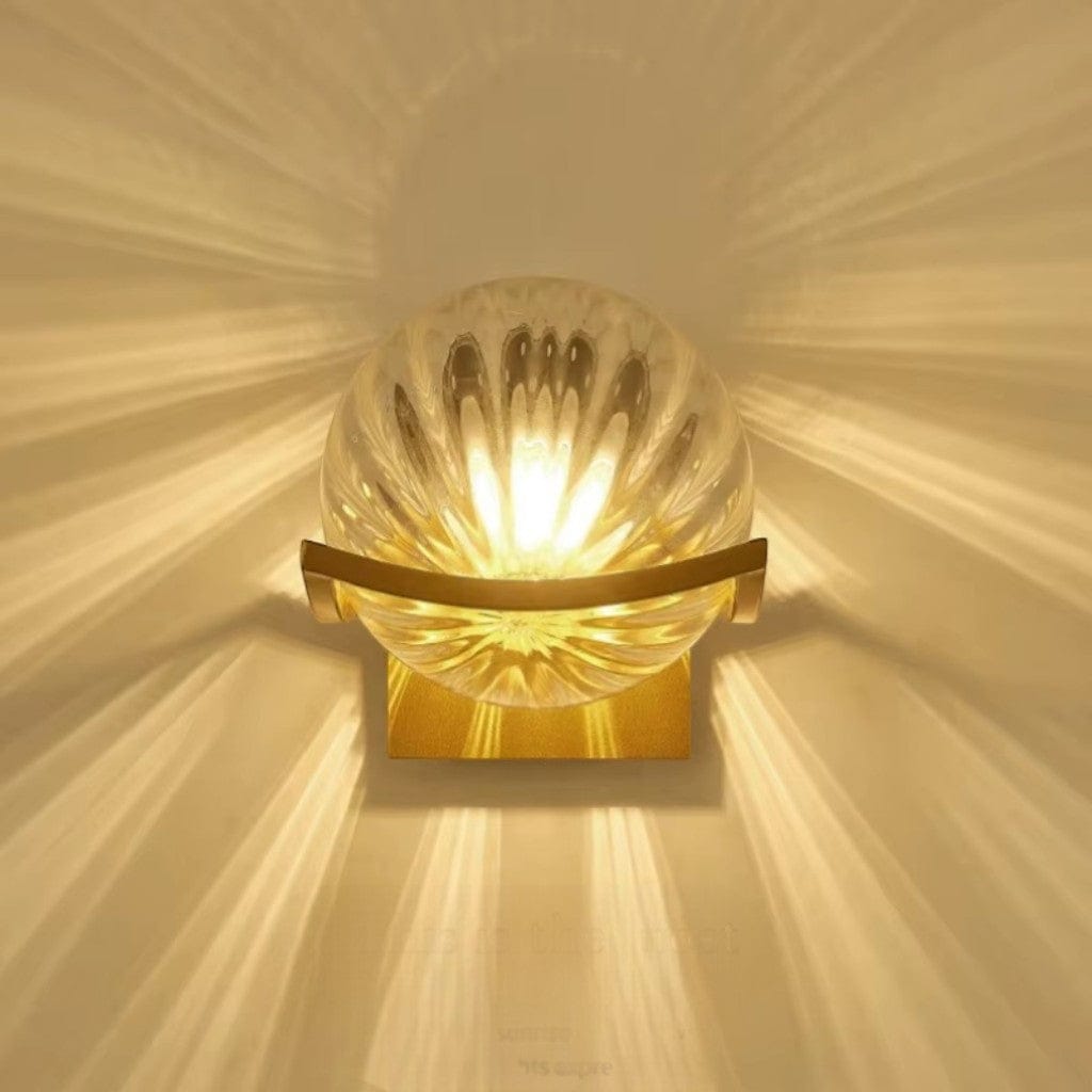 Aurelle Glass Sphere Wall Sconce Light with Gold Finish Boldenn