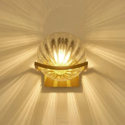 Aurelle Glass Sphere Wall Sconce Light with Gold Finish Boldenn
