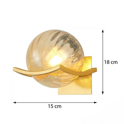 Aurelle Glass Sphere Wall Sconce Light with Gold Finish Boldenn