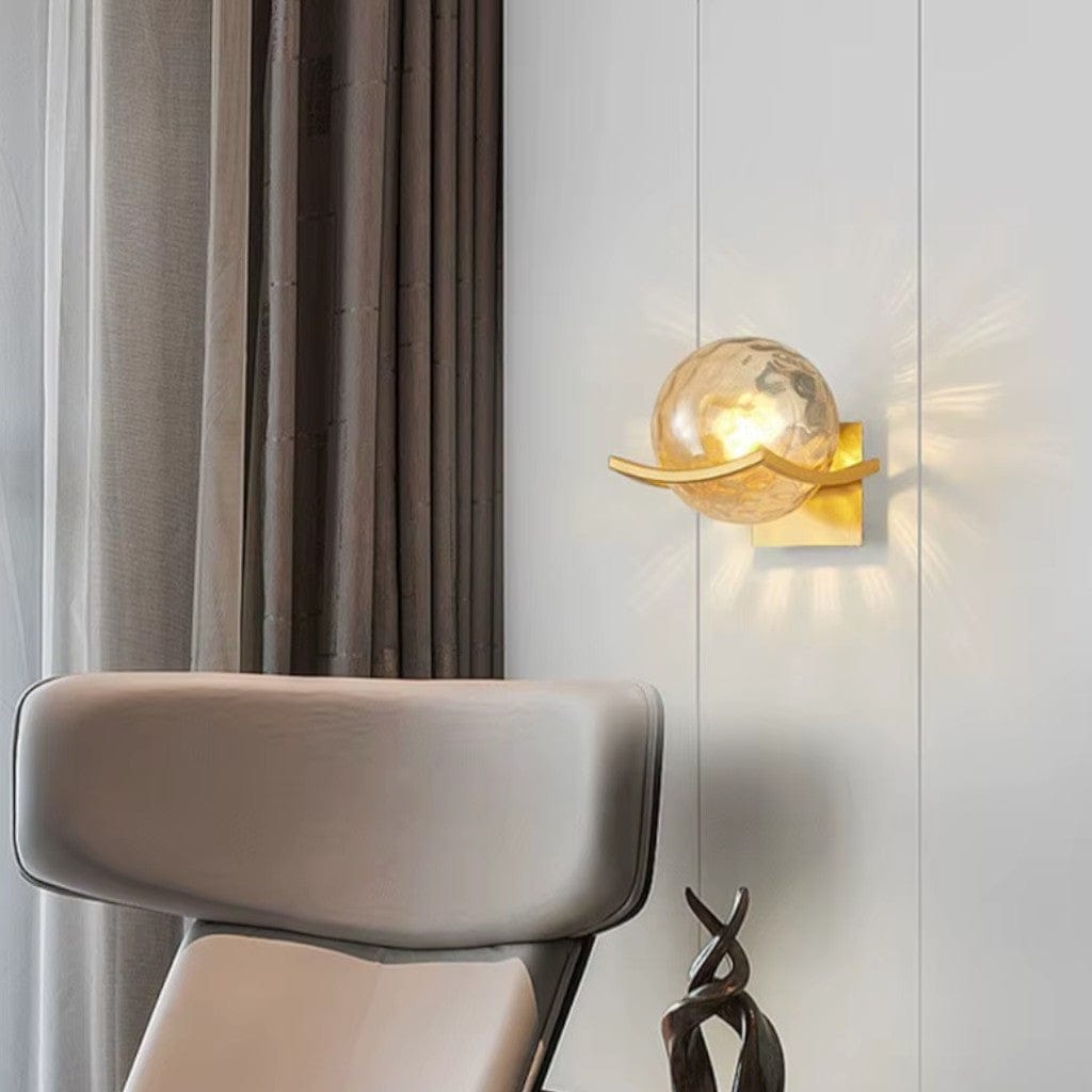 Aurelle Glass Sphere Wall Sconce Light with Gold Finish Boldenn