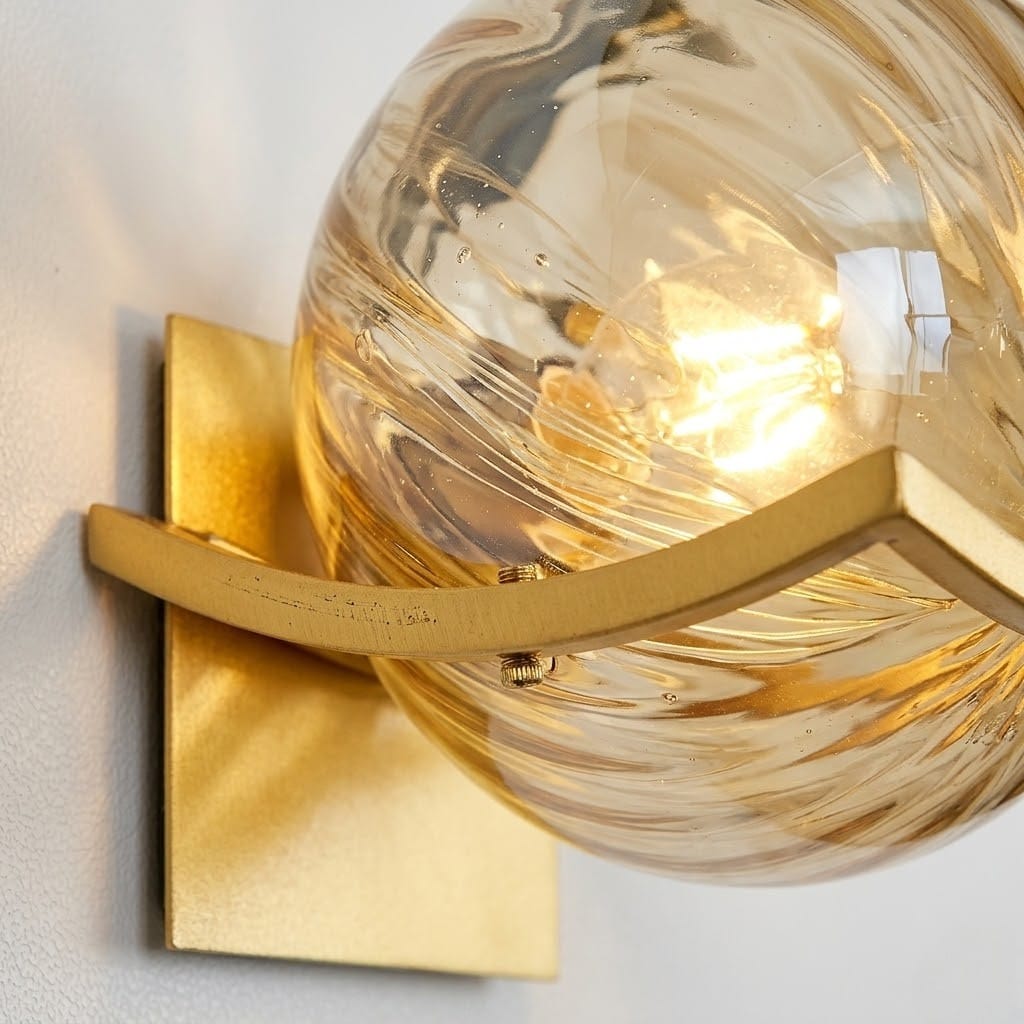 Aurelle Glass Sphere Wall Sconce Light with Gold Finish Boldenn