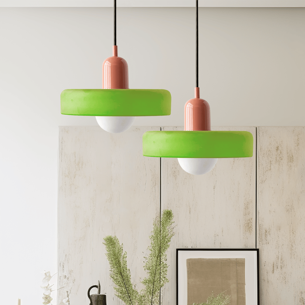 Bauhaus Pendant Light with Colored Glass Design Boldenn