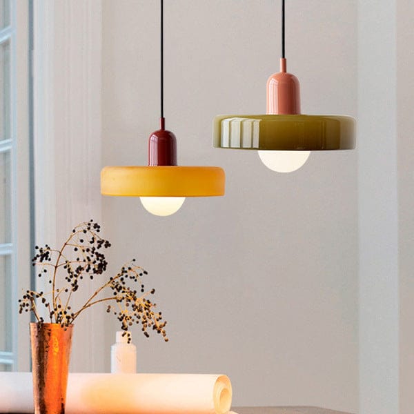 Bauhaus Pendant Light with Colored Glass Design Boldenn