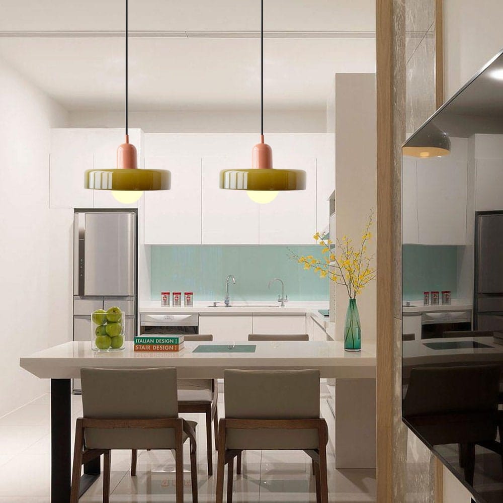 Bauhaus Pendant Light with Colored Glass Design Boldenn