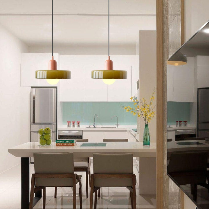 Bauhaus Pendant Light with Colored Glass Design Boldenn