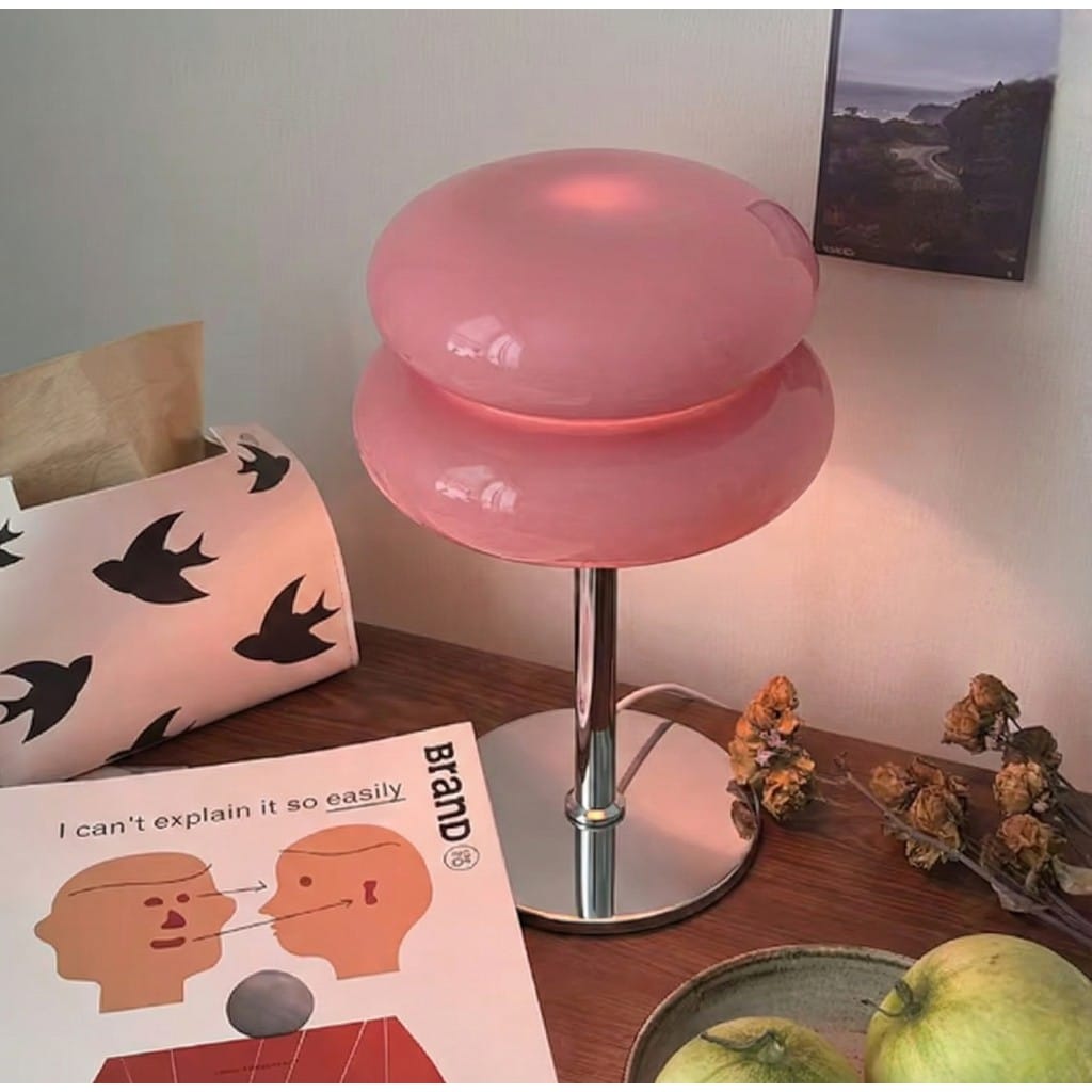 Bauhaus Pink Glass Table Lamp Boldenn