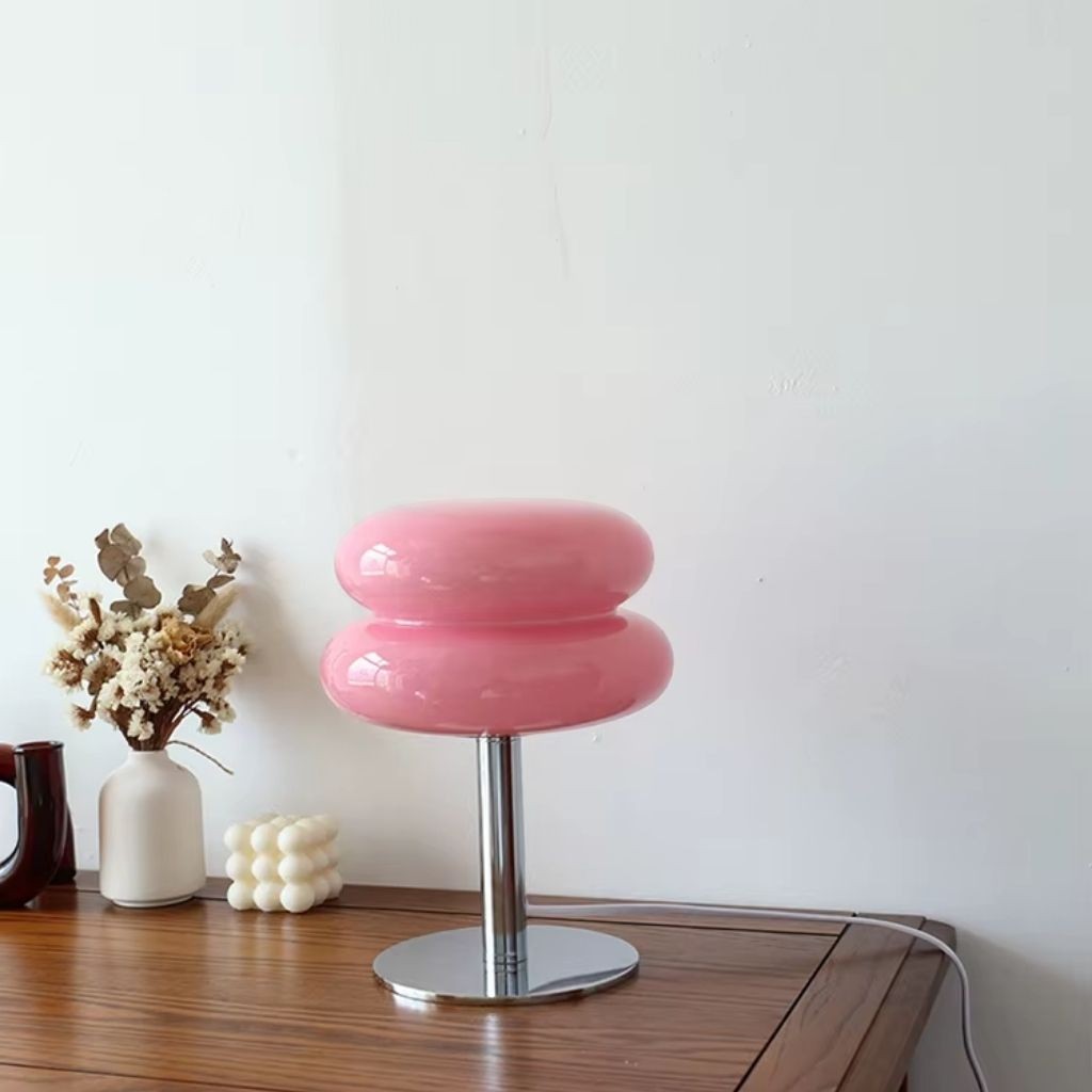 Bauhaus Pink Glass Table Lamp