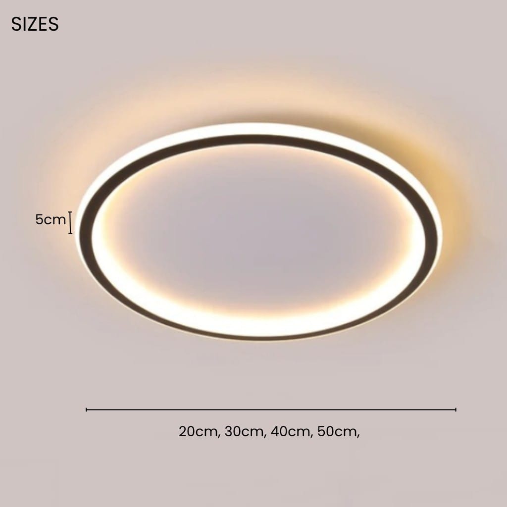 Black Round Slim LED Flush Ceiling Light Boldenn