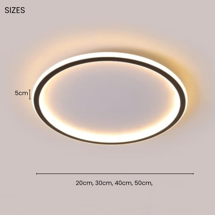 Black Round Slim LED Flush Ceiling Light Boldenn