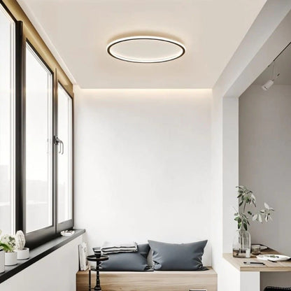 Black Round Slim LED Flush Ceiling Light Boldenn