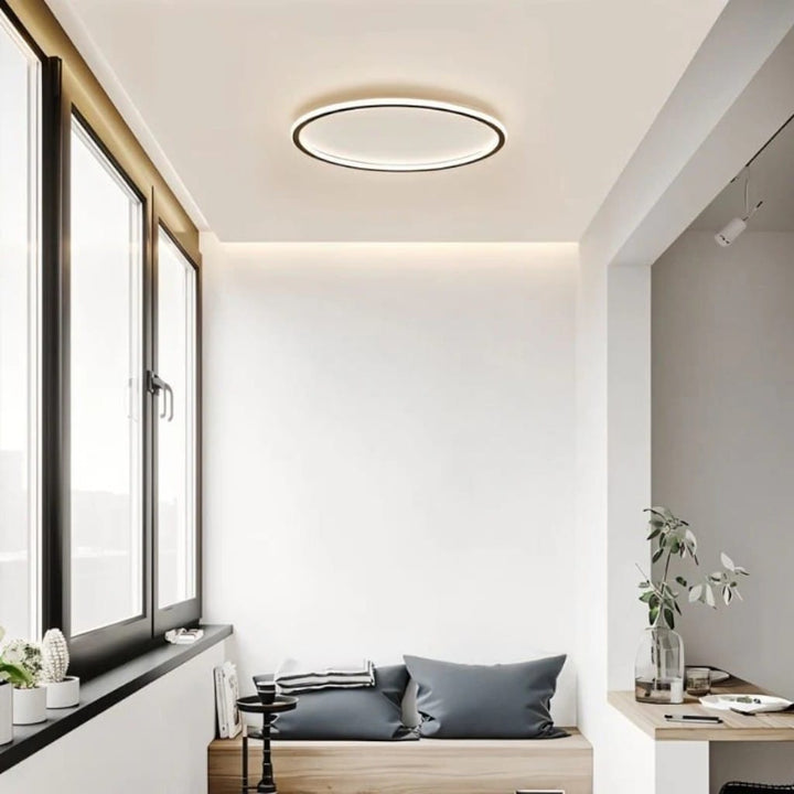 Black Round Slim LED Flush Ceiling Light Boldenn